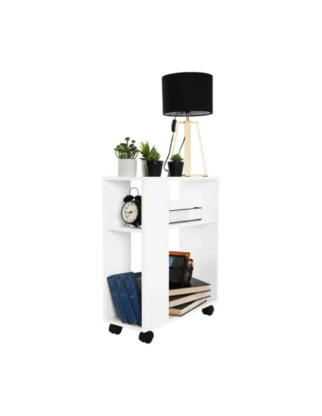Măsuță portabilă ZOELA NEW, living/dormitor/birou, 60x24x70 cm, PAL, alb | MobilaOK