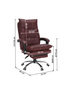Fotoliu DRAKE birou, 68x77x105-111 cm, piele ecologică și metal | MobilaOK 2