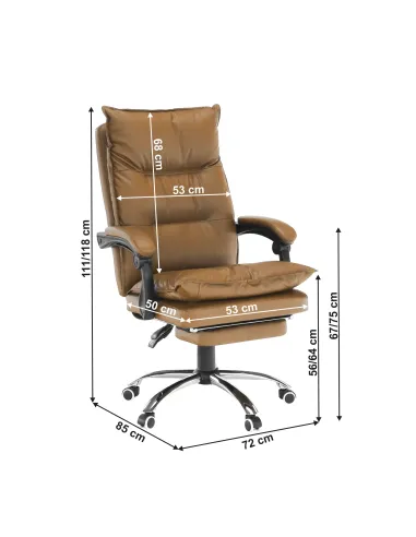 Fotoliu DRAKE birou, 68x77x105-111 cm, piele ecologica | MobilaOK