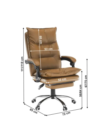 Fotoliu DRAKE birou, 68x77x105-111 cm, piele ecologica | MobilaOK