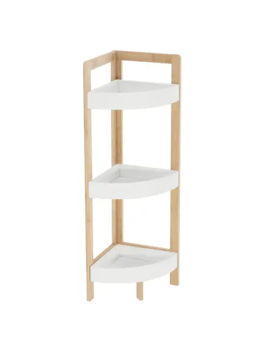 Etajeră corner FONG, living/dormitor/birou, 23x23x77 cm, MDF/bambus lacuit | MobilaOK