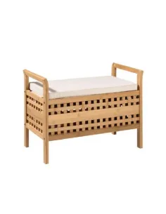 Bancă TOLOSA pentru hol/dormitor, 69x37x50 cm, bambus și textile | MobilaOK