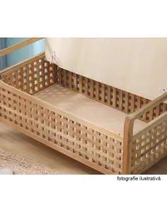 Bancă TOLOSA pentru hol/dormitor, 69x37x50 cm, bambus și textile | MobilaOK 2
