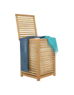 Coș de rufe, BASKET, dormitor/baie/hol, 40x40x58 cm, bambus și țesătură | MobilaOK
