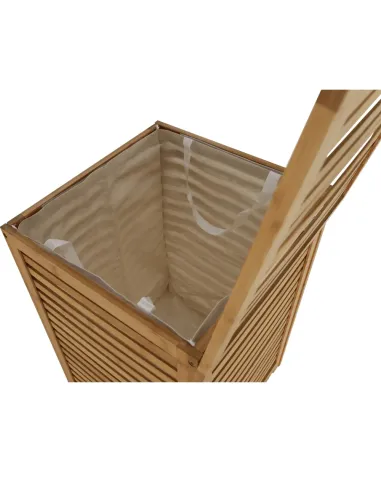 Coș de rufe, BASKET, dormitor/baie/hol, 40x40x58 cm, bambus și țesătură | MobilaOK