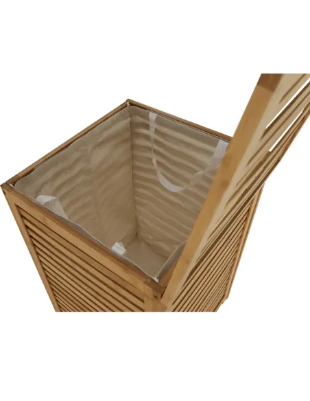 Coș de rufe, BASKET, dormitor/baie/hol, 40x40x58 cm, bambus și țesătură | MobilaOK