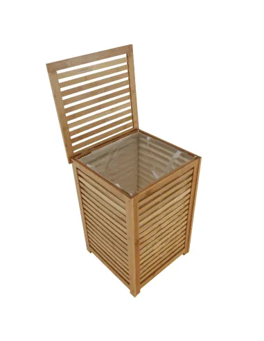 Coș de rufe, BASKET, dormitor/baie/hol, 40x40x58 cm, bambus și țesătură | MobilaOK