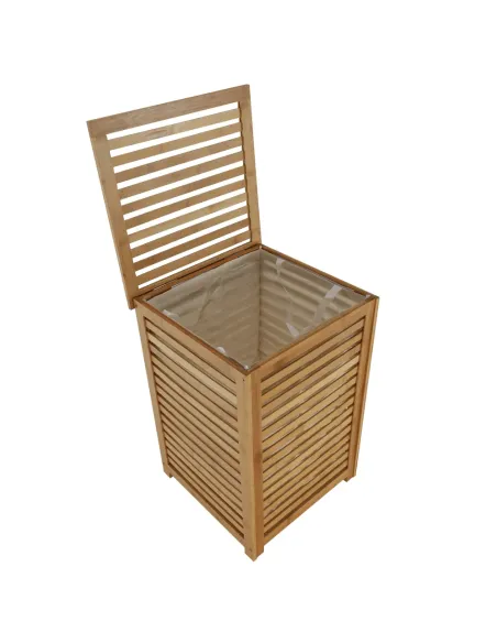 Coș de rufe, BASKET, dormitor/baie/hol, 40x40x58 cm, bambus și țesătură | MobilaOK