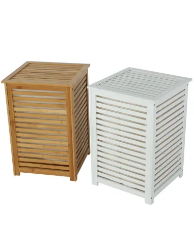 Coș de rufe, BASKET, dormitor/baie/hol, 40x40x58 cm, bambus și țesătură | MobilaOK