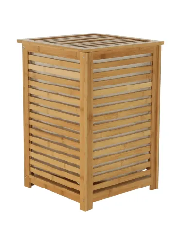 Coș de rufe, BASKET, dormitor/baie/hol, 40x40x58 cm, bambus și țesătură | MobilaOK