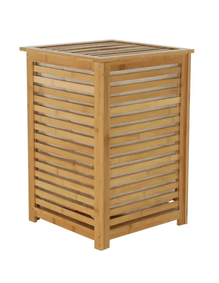 Coș de rufe, BASKET, dormitor/baie/hol, 40x40x58 cm, bambus și țesătură | MobilaOK