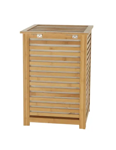 Coș de rufe, BASKET, dormitor/baie/hol, 40x40x58 cm, bambus și țesătură | MobilaOK