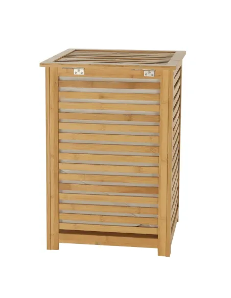 Coș de rufe, BASKET, dormitor/baie/hol, 40x40x58 cm, bambus și țesătură | MobilaOK