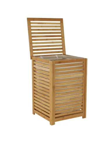 Coș de rufe, BASKET, dormitor/baie/hol, 40x40x58 cm, bambus și țesătură | MobilaOK