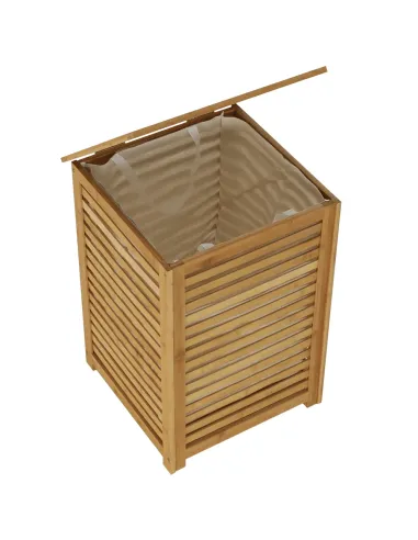 Coș de rufe, BASKET, dormitor/baie/hol, 40x40x58 cm, bambus și țesătură | MobilaOK