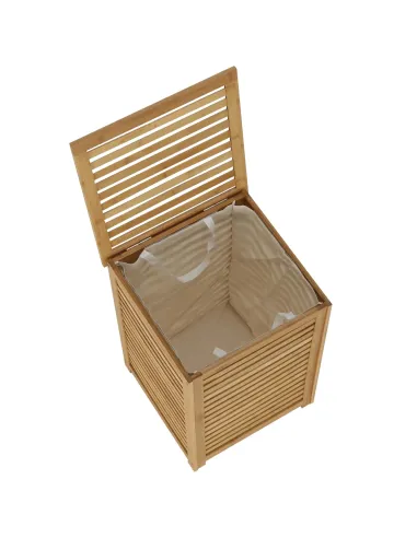 Coș de rufe, BASKET, dormitor/baie/hol, 40x40x58 cm, bambus și țesătură | MobilaOK