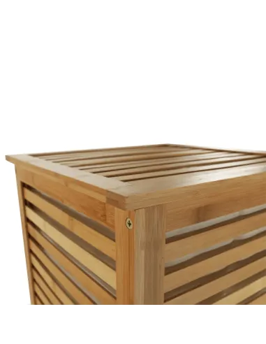 Coș de rufe, BASKET, dormitor/baie/hol, 40x40x58 cm, bambus și țesătură | MobilaOK