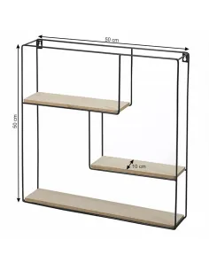 Raft, DESIO TYPUL 1, living/dormitor/birou, 50x10x50 cm, Lemn și metal | MobilaOK 2