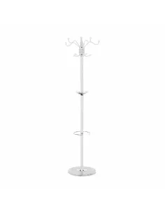 Cuier ELOS, tip pom, pentru hol, 37x37x175 cm, Metal/Alb | MobilaOK