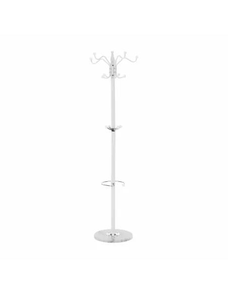 Cuier ELOS, tip pom, pentru hol, 37x37x175 cm, Metal/Alb | MobilaOK