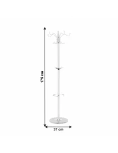 Cuier ELOS, tip pom, pentru hol, 37x37x175 cm, Metal/Alb | MobilaOK 2