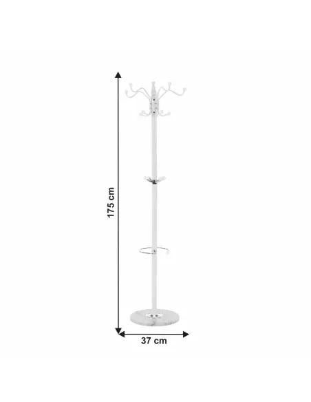 Cuier ELOS, tip pom, pentru hol, 37x37x175 cm, Metal/Alb | MobilaOK