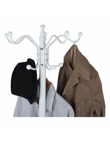 Cuier ELOS, tip pom, pentru hol, 37x37x175 cm, Metal/Alb | MobilaOK