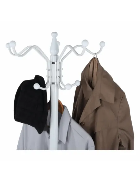 Cuier ELOS, tip pom, pentru hol, 37x37x175 cm, Metal/Alb | MobilaOK