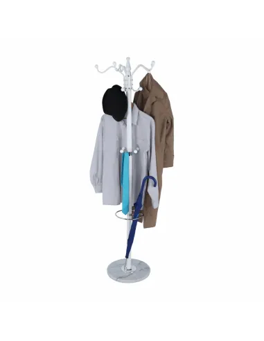 Cuier ELOS, tip pom, pentru hol, 37x37x175 cm, Metal/Alb | MobilaOK