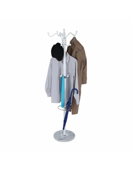Cuier ELOS, tip pom, pentru hol, 37x37x175 cm, Metal/Alb | MobilaOK