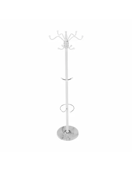Cuier ELOS, tip pom, pentru hol, 37x37x175 cm, Metal/Alb | MobilaOK