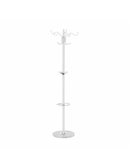 Cuier ELOS, tip pom, pentru hol, 37x37x175 cm, Metal/Alb | MobilaOK