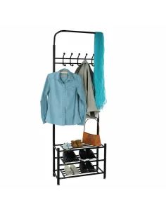 Cuier cu Dulap BARNUM, hol/dormitor, 66x30x190 cm, Metal negru | MobilaOK