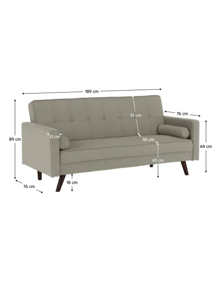 Canapea extensibilă OTISA, colțar living, 189x76x89 cm, material gri-maro taupe | MobilaOK