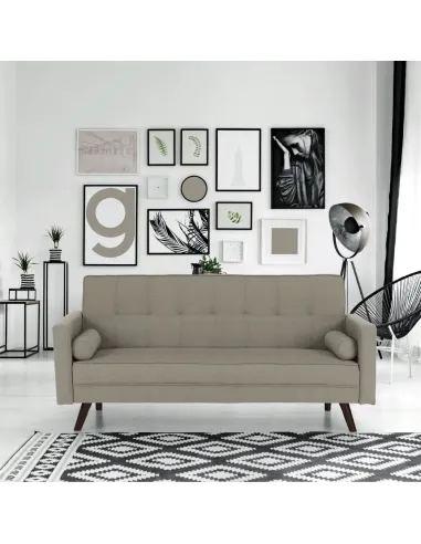 Canapea extensibilă OTISA, colțar living, 189x76x89 cm, material gri-maro taupe | MobilaOK