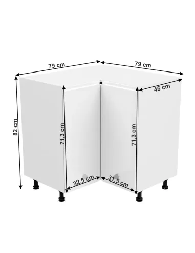 Dulap inferior colț AURORA D90N, bucătărie, 79/90x79/90x82 cm, PAL melaminat/MDF | MobilaOK