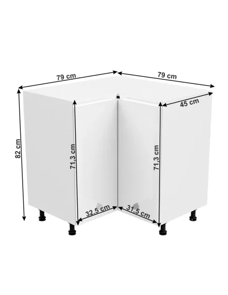 Dulap inferior colț AURORA D90N, bucătărie, 79/90x79/90x82 cm, PAL melaminat/MDF | MobilaOK