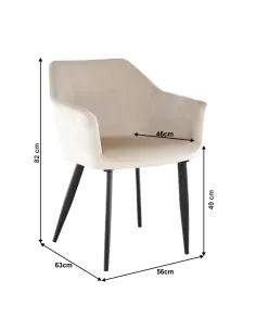 Scaun ODOVEL, living/birou, 56x63x82 cm, material bej, picioare metal | MobilaOK 2
