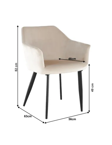 Scaun ODOVEL, living/birou, 56x63x82 cm, material bej, picioare metal | MobilaOK