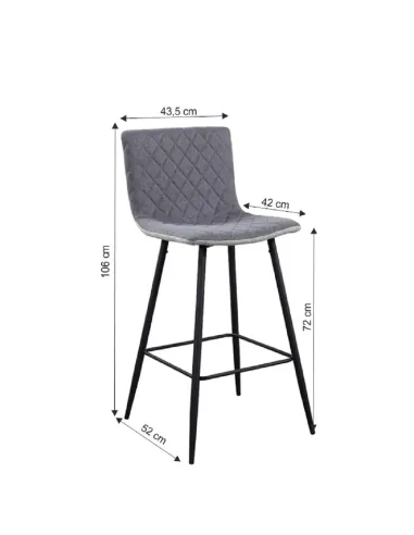 Scaun bar TORANA, bucătărie/bar, 41x52x106 cm, Ţesătură/Metal | MobilaOK