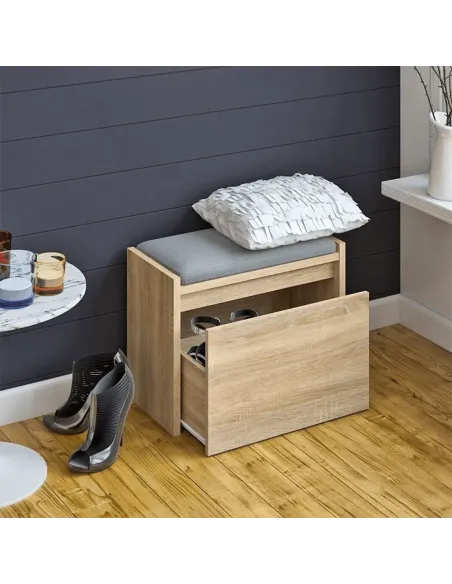 Bancă BERGI, hol/antreu, 60x30x44.8 cm, PAL laminat stejar sonoma | MobilaOK
