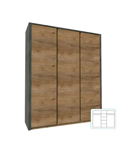 Dulap MONTANA S3D 166x197x53 cm, PAL melaminat stejar | MobilaOK