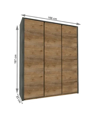 Dulap MONTANA S3D 166x197x53 cm, PAL melaminat stejar | MobilaOK