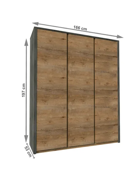 Dulap MONTANA S3D 166x197x53 cm, PAL melaminat stejar | MobilaOK