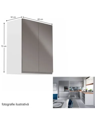 Dulap superior, AURORA G602F, bucatarie, 60x72x32 cm, PAL melaminat | MobilaOK