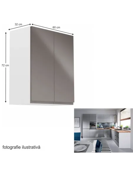 Dulap superior, AURORA G602F, bucatarie, 60x72x32 cm, PAL melaminat | MobilaOK