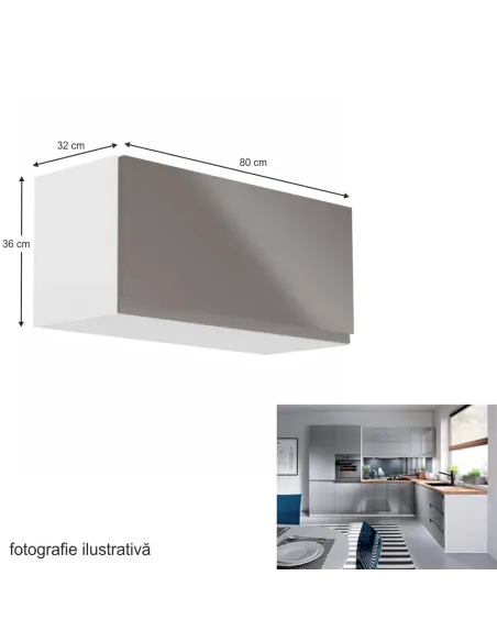 Dulap superior, AURORA G80K, bucătărie, 80x36x32 cm, PAL melaminat/MDF | MobilaOK
