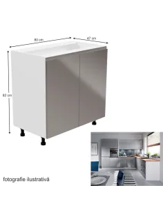 Dulap inferior AURORA D80, bucătărie, 80x82x47 cm, PAL melaminat | MobilaOK 2