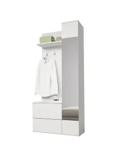 Ansamblu hol GADIS, alb, living/hol, 90 x 195 x 34 cm, PAL melaminat | MobilaOK