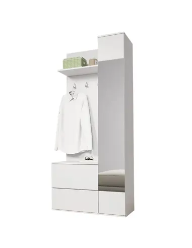 Ansamblu hol GADIS, alb, living/hol, 90 x 195 x 34 cm, PAL melaminat | MobilaOK
